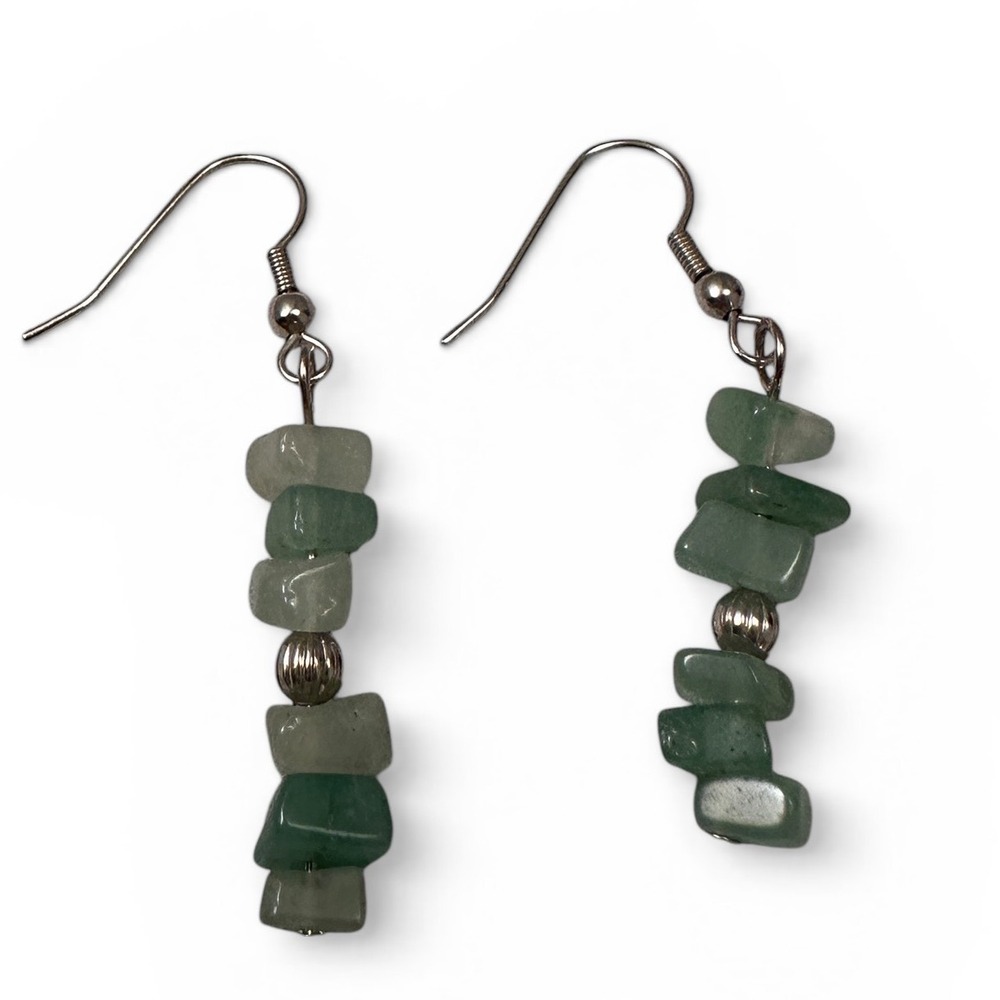 Unbranded Green Aventurine Chip Drop Earrings Womens OS Green Excellent Boho